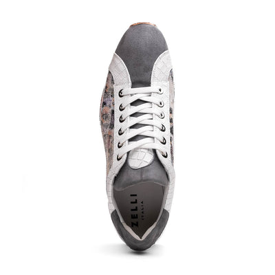 Zelli Italia Men's 66-250-GRY LEO Sueded Italian Goatskin Sneakers Grey Multi