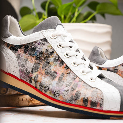 Zelli Italia Men's 66-250-GRY LEO Sueded Italian Goatskin Sneakers Grey Multi