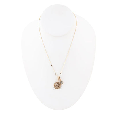 Leo - Zodiac Gray Labradorite Golden Charm Necklace