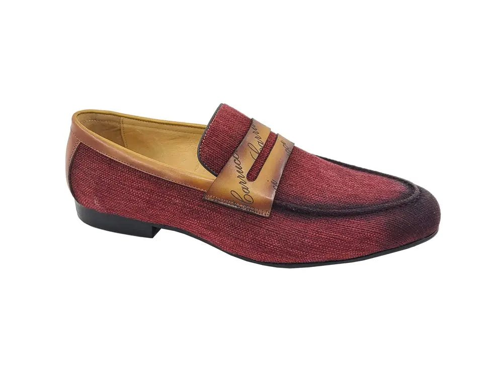 Carrucci Shoes Life Style Penny Loafer With Leather Trim Fabric KS71403