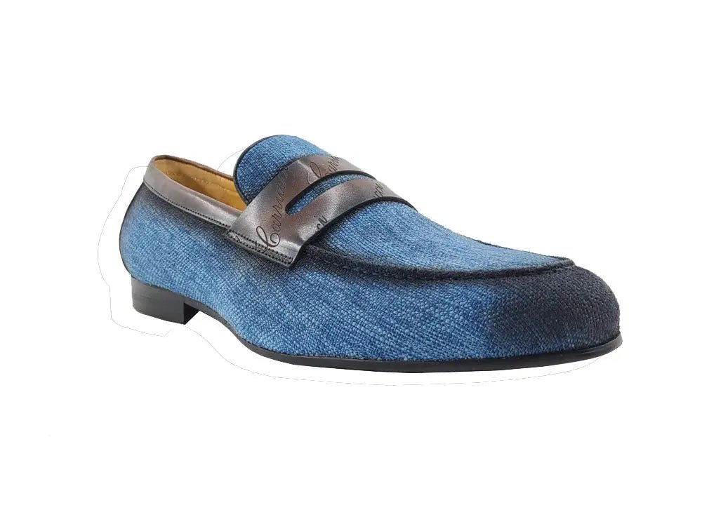 Carrucci Shoes Life Style Penny Loafer With Leather Trim Fabric KS71403