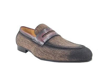 Carrucci Shoes Life Style Penny Loafer With Leather Trim Fabric KS71403