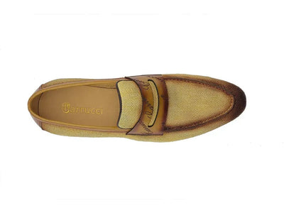 Carrucci Shoes Life Style Penny Loafer With Leather Trim Fabric KS71403