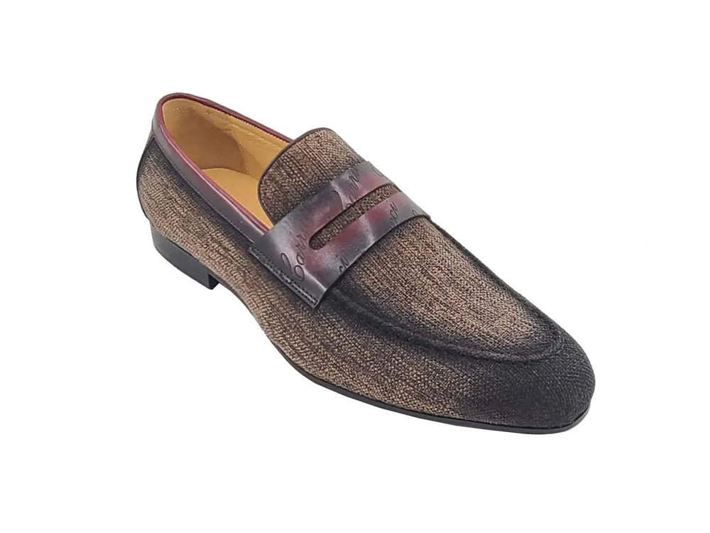 Carrucci Shoes Life Style Penny Loafer With Leather Trim Fabric KS71403