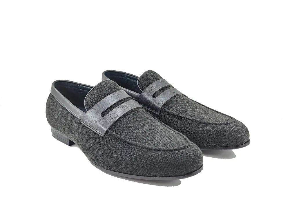 Carrucci Shoes Life Style Penny Loafer With Leather Trim Fabric KS71403