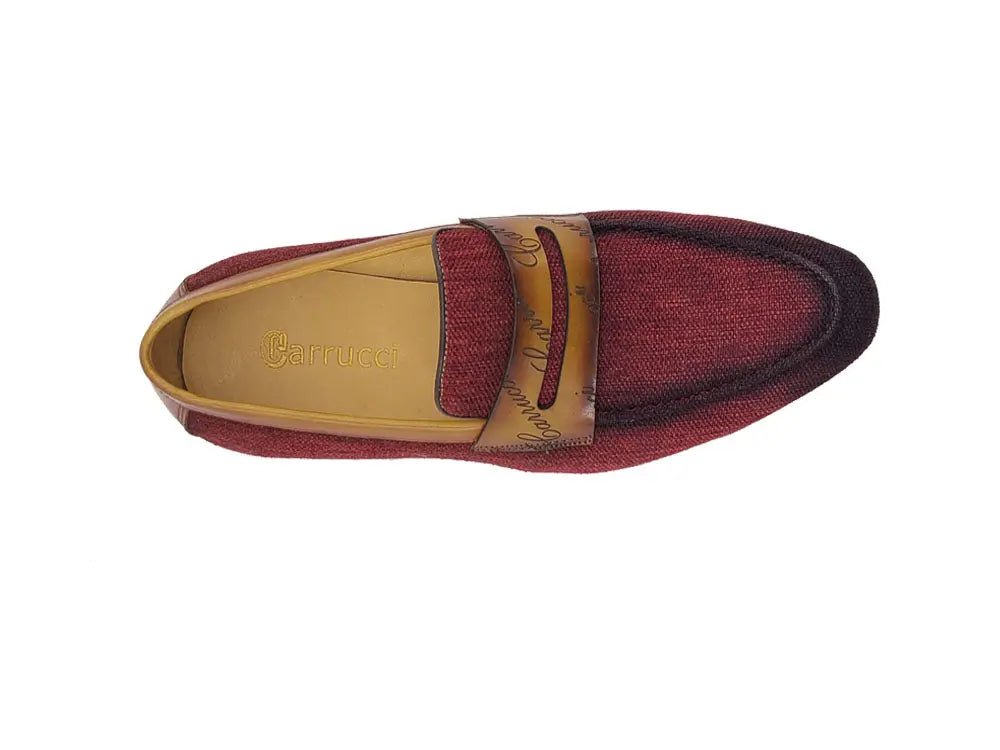 Carrucci Shoes Life Style Penny Loafer With Leather Trim Fabric KS71403