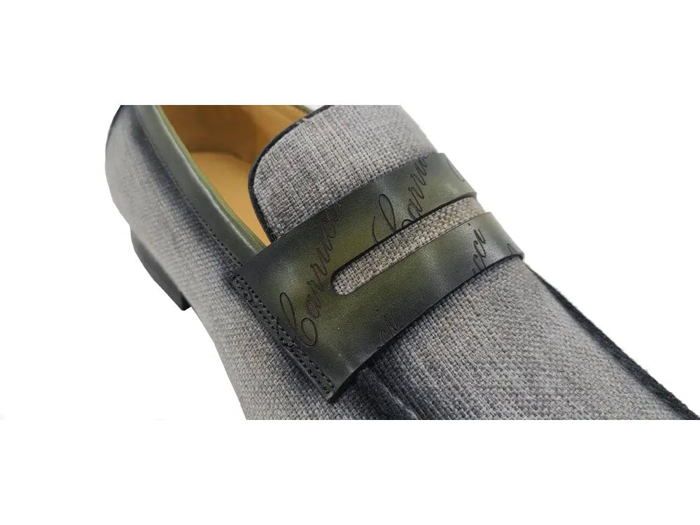 Carrucci Shoes Life Style Penny Loafer With Leather Trim Fabric KS71403