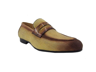 Carrucci Shoes Life Style Penny Loafer With Leather Trim Fabric KS71403