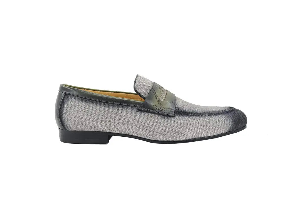Carrucci Shoes Life Style Penny Loafer With Leather Trim Fabric KS71403