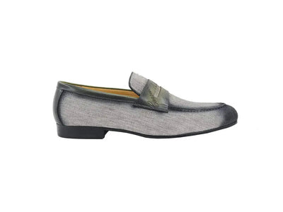Carrucci Shoes Life Style Penny Loafer With Leather Trim Fabric KS71403
