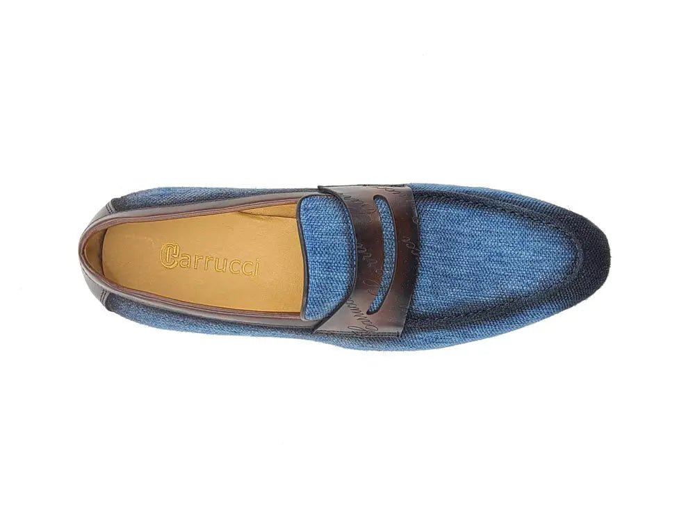 Carrucci Shoes Life Style Penny Loafer With Leather Trim Fabric KS71403