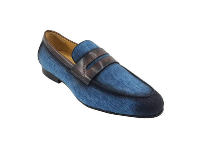 Carrucci Shoes Life Style Penny Loafer With Leather Trim Fabric KS71403