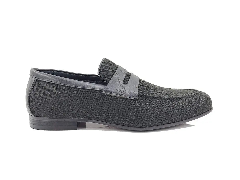 Carrucci Shoes Life Style Penny Loafer With Leather Trim Fabric KS71403