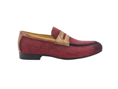 Carrucci Shoes Life Style Penny Loafer With Leather Trim Fabric KS71403