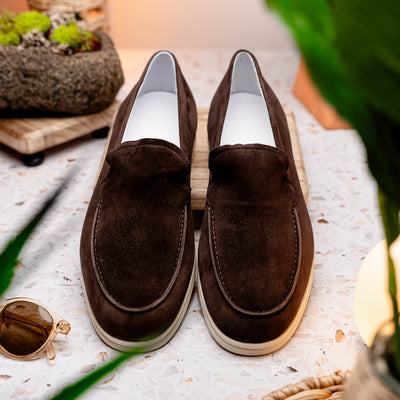 Zelli Italia Men's 16-621-MOC LIVORNO Sueded Italian Goatskin Loafer Mocha