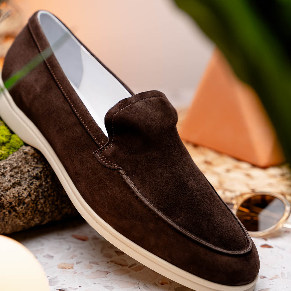 Zelli Italia Men's 16-621-MOC LIVORNO Sueded Italian Goatskin Loafer Mocha
