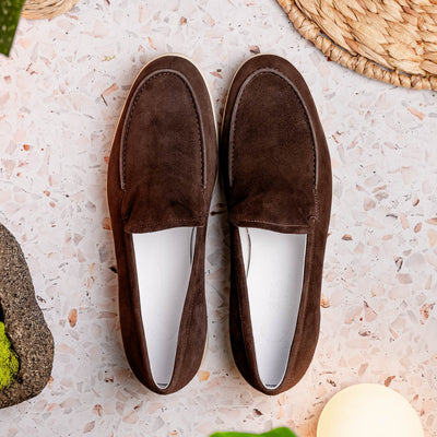 Zelli Italia Men's 16-621-MOC LIVORNO Sueded Italian Goatskin Loafer Mocha