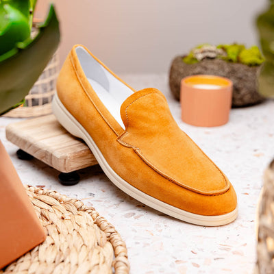 Zelli Italia Men's 16-621-CGN LIVORNO Sueded Italian Goatskin Loafer Cognac