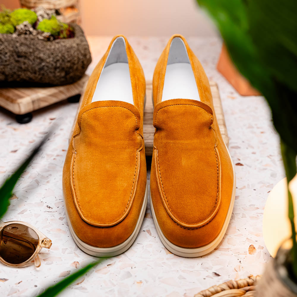 Zelli Italia Men's 16-621-CGN LIVORNO Sueded Italian Goatskin Loafer Cognac