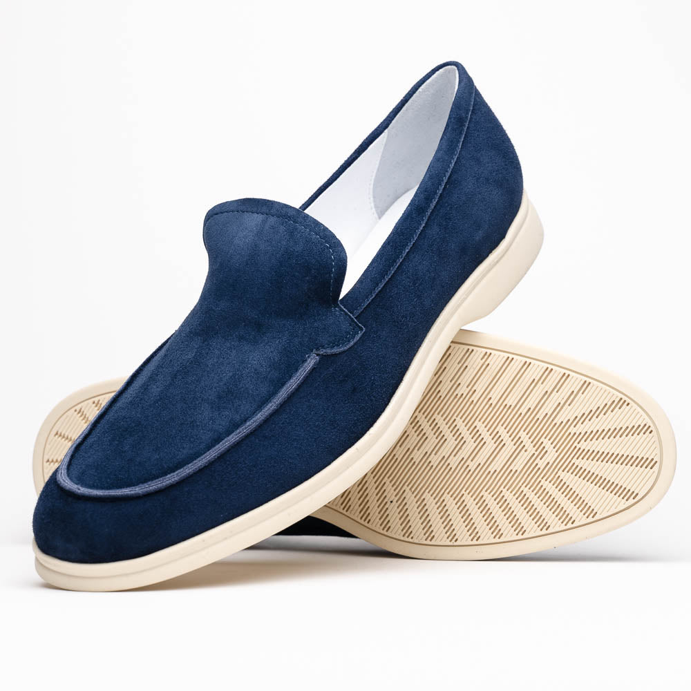 Zelli Italia Men's 16-621-NVY LIVORNO Sueded Italian Goatskin Loafer Navy