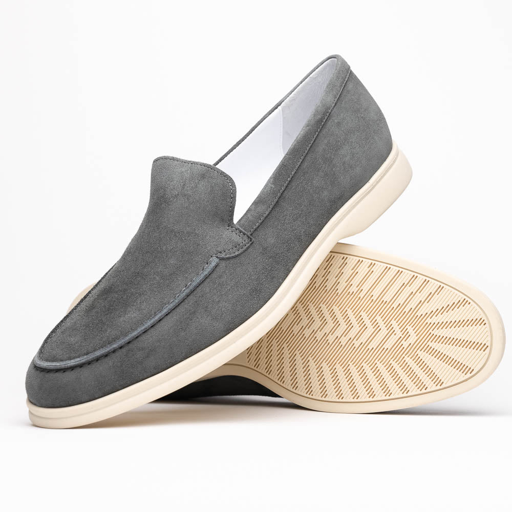 Zelli Italia Men's 16-621-GRY LIVORNO Sueded Italian Goatskin Loafer Grey