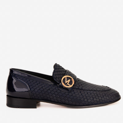 Vinci Leather The Monarch Navy Blue Leather Men Dress Shoe – product view 1
