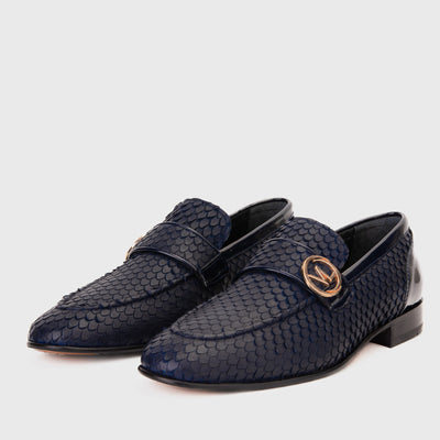 Vinci Leather The Monarch Navy Blue Leather Men Dress Shoe – product view 2