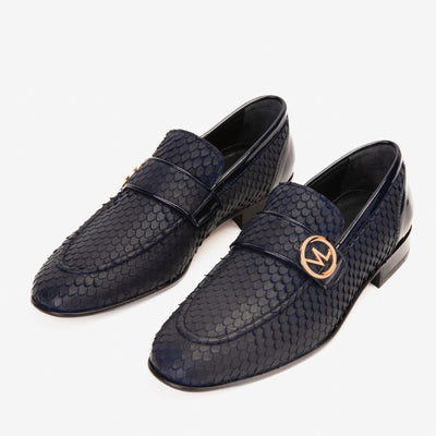 Vinci Leather The Monarch Navy Blue Leather Men Dress Shoe – product view 6