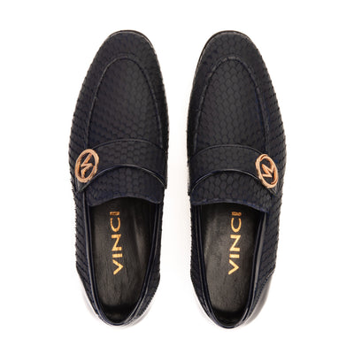 Vinci Leather The Monarch Navy Blue Leather Men Dress Shoe – product view 9