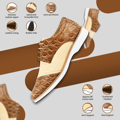 Liberty Zeno Lucky mens oxford croco lizard print casual shoes