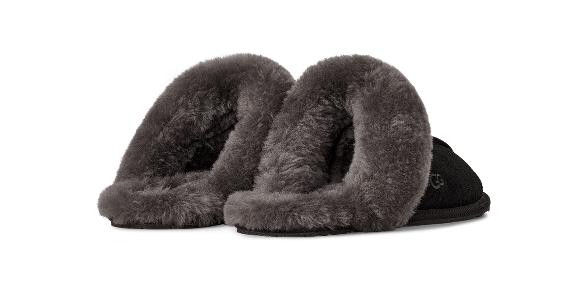 UGG Scuffette II Womens Slippers — Black/Grey Suede