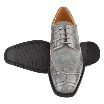 Liberty Zeno Macon Leather and Suede Crocodile Printed Oxford Dress Shoes