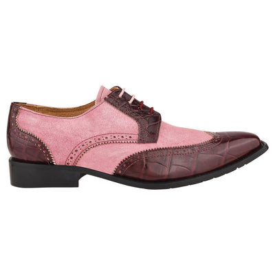 Liberty Zeno Macon Leather and Suede Crocodile Printed Oxford Dress Shoes