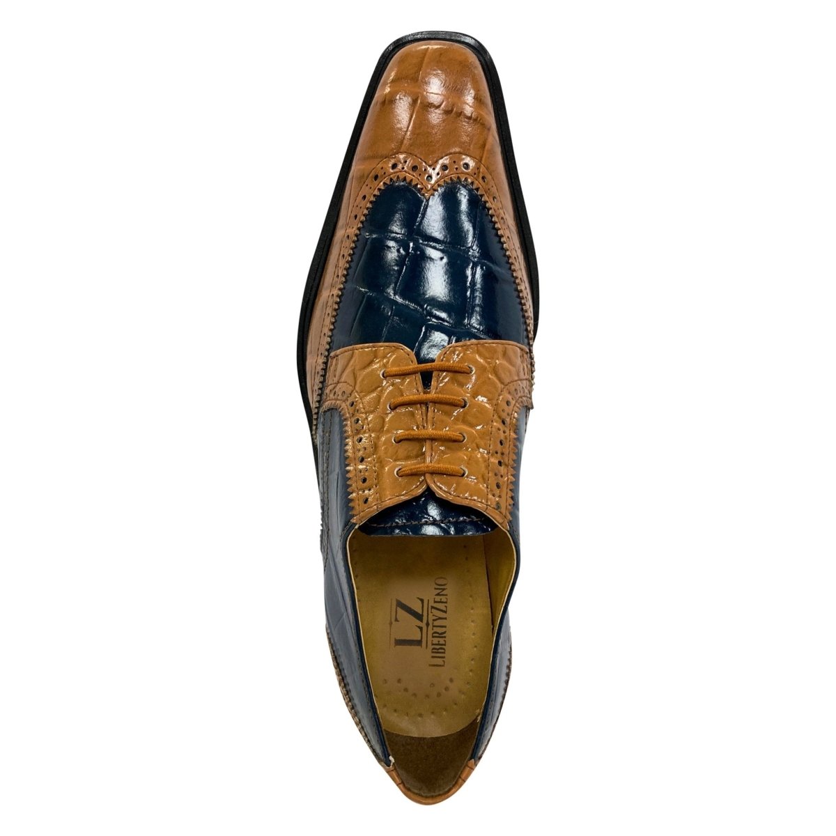 Liberty Zeno Macon Leather and Suede Crocodile Printed Oxford Dress Shoes