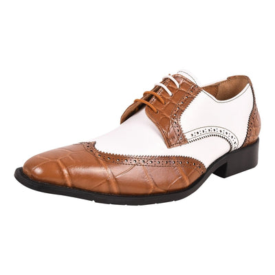 Liberty Zeno Macon Leather and Suede Crocodile Printed Oxford Dress Shoes