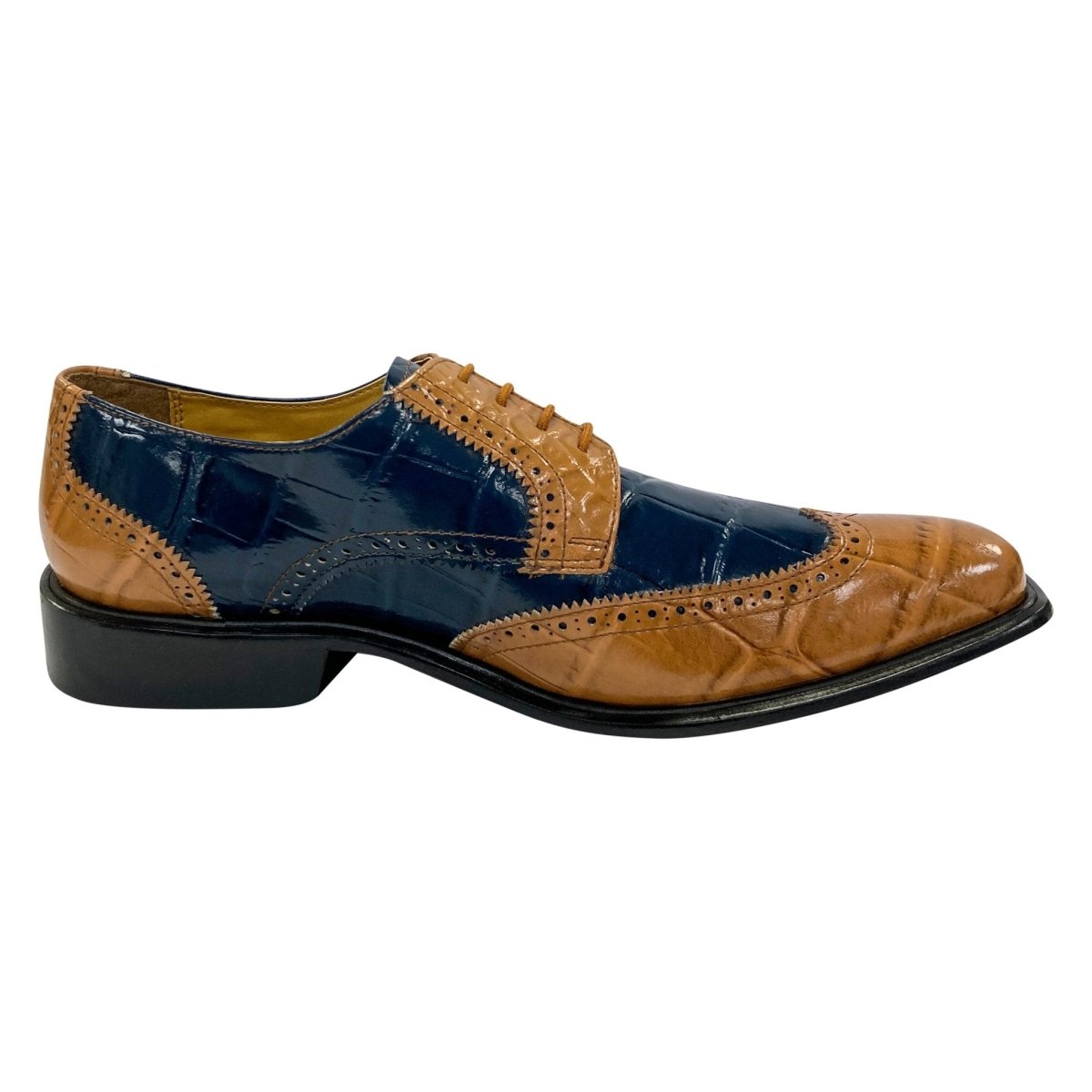Liberty Zeno Macon Leather and Suede Crocodile Printed Oxford Dress Shoes