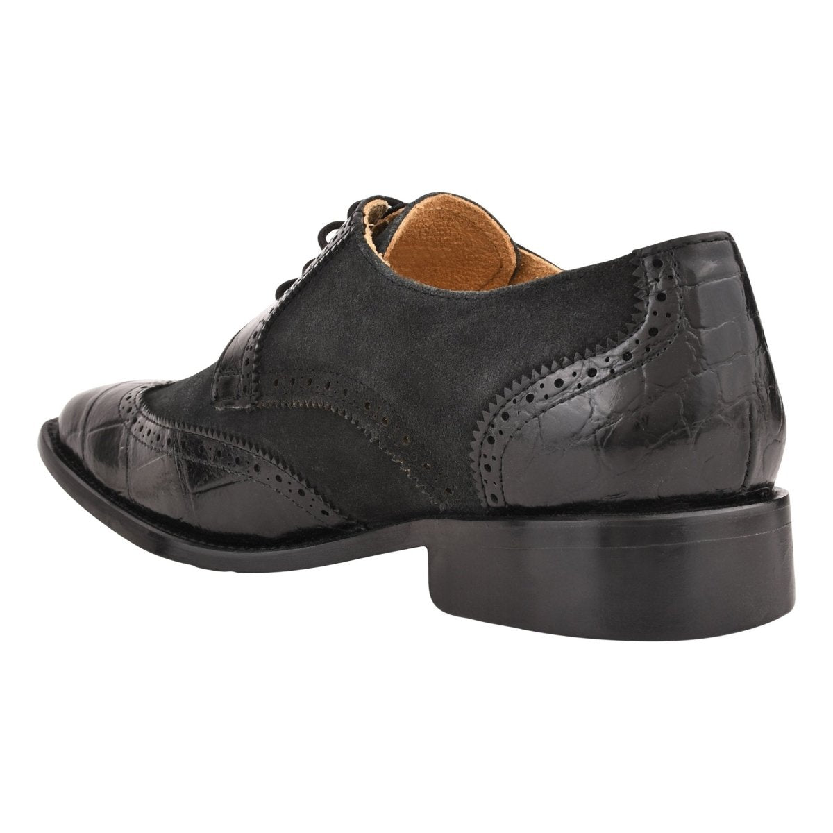 Liberty Zeno Macon Leather and Suede Crocodile Printed Oxford Dress Shoes