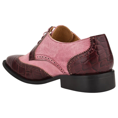 Liberty Zeno Macon Leather and Suede Crocodile Printed Oxford Dress Shoes