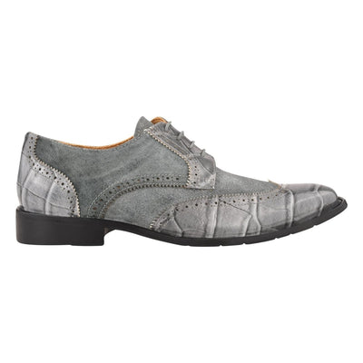 Liberty Zeno Macon Leather and Suede Crocodile Printed Oxford Dress Shoes