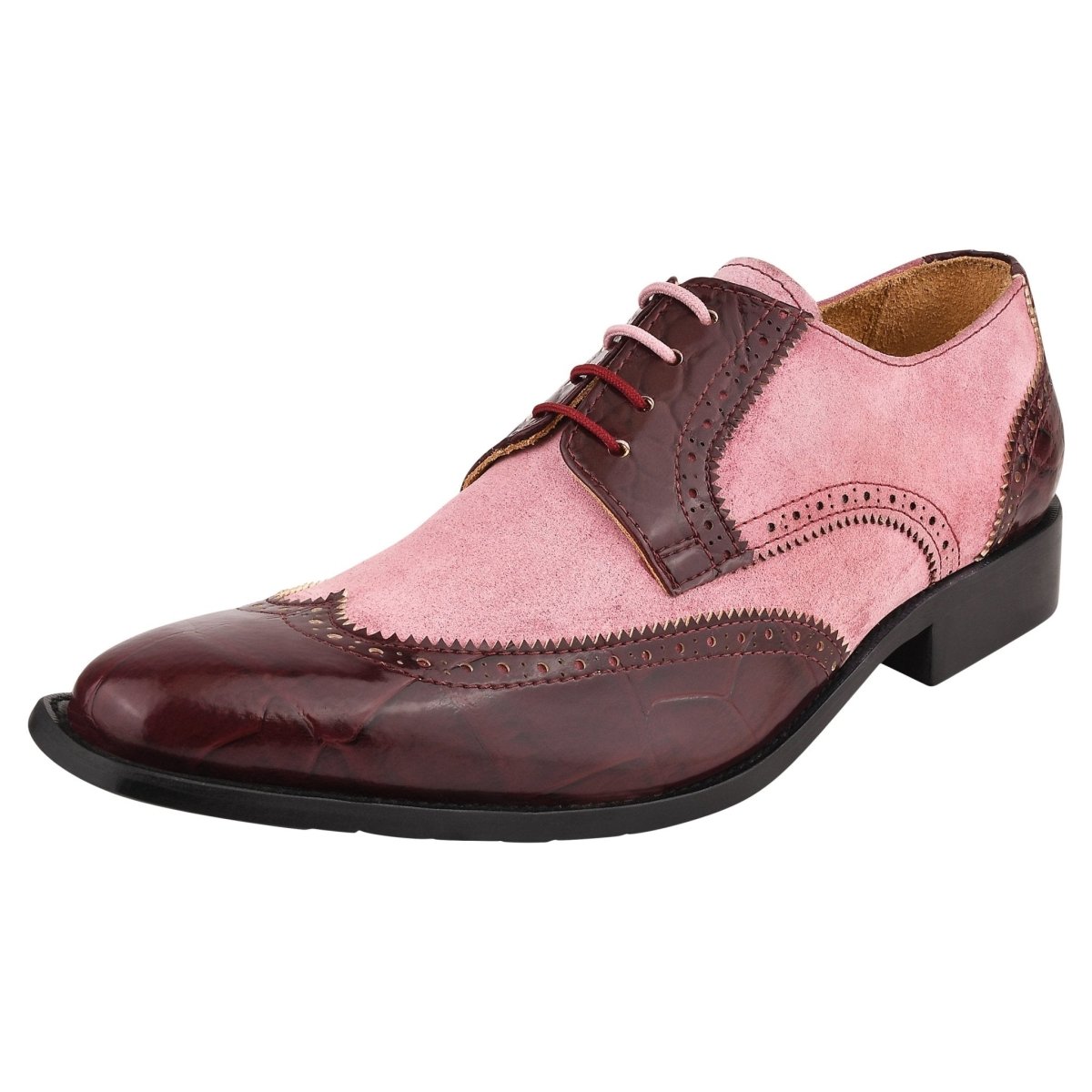 Liberty Zeno Macon Leather and Suede Crocodile Printed Oxford Dress Shoes