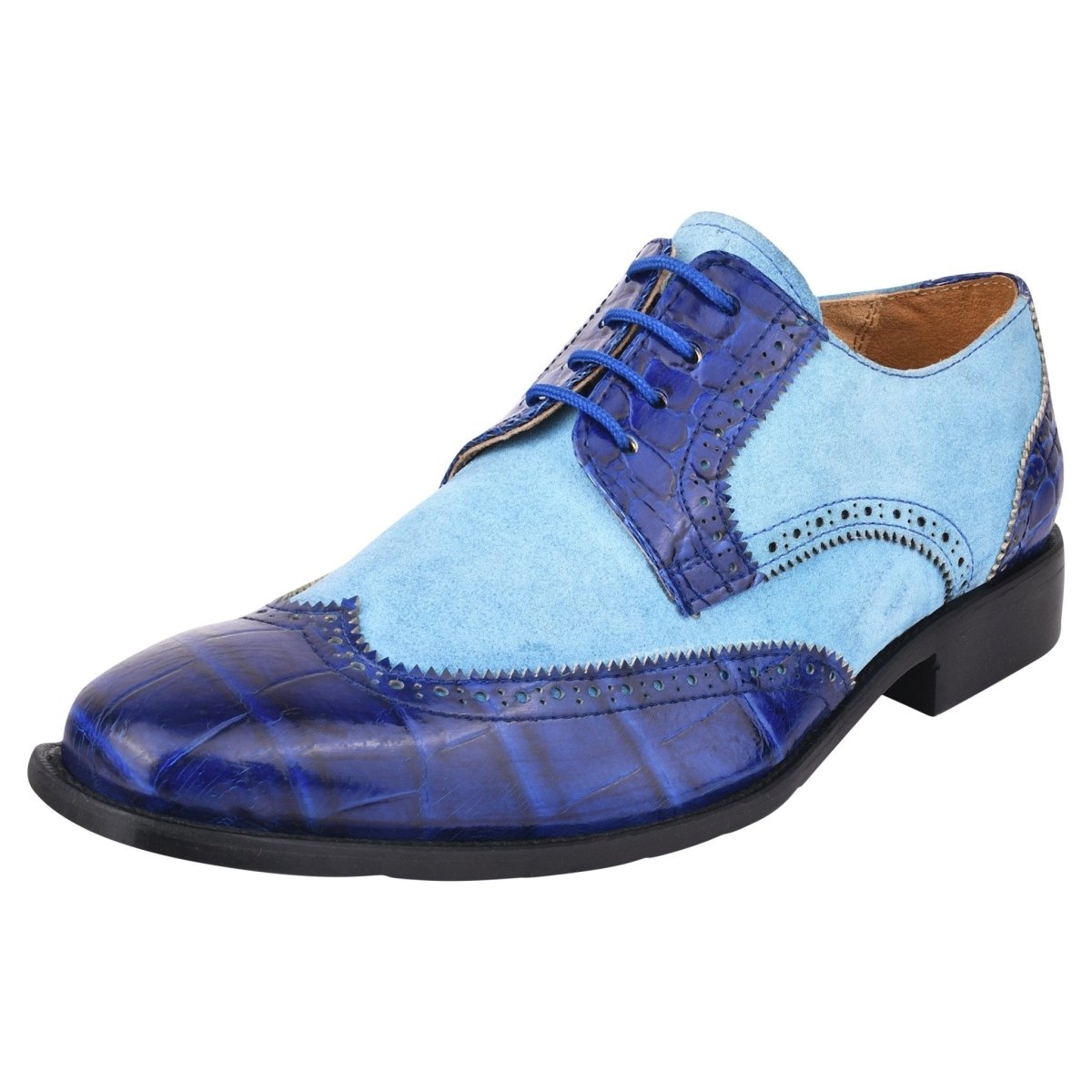 Liberty Zeno Macon Leather and Suede Crocodile Printed Oxford Dress Shoes