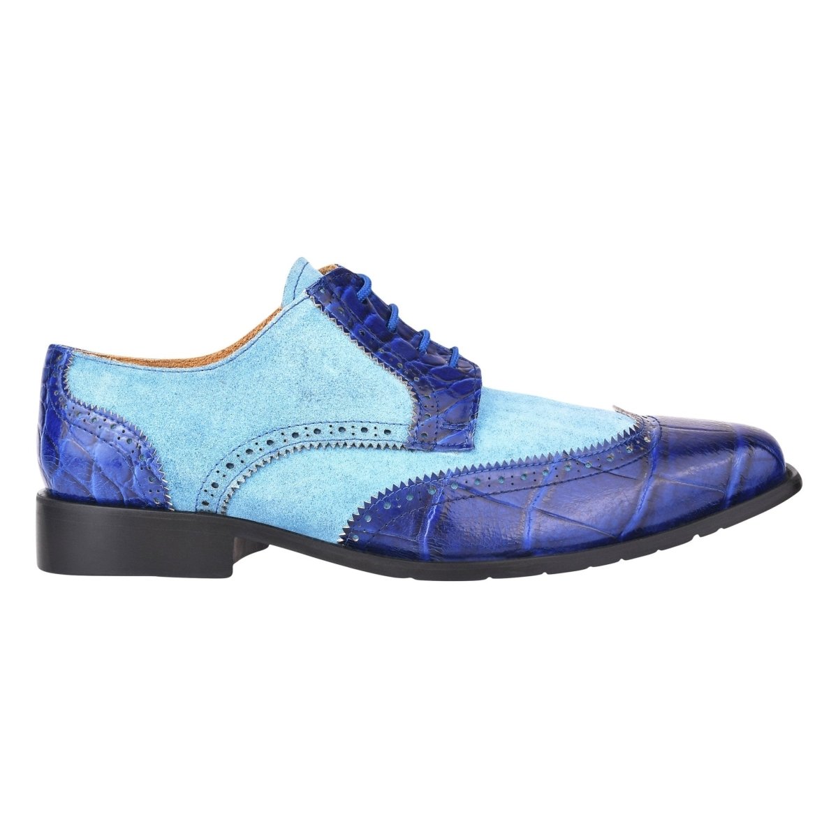 Liberty Zeno Macon Leather and Suede Crocodile Printed Oxford Dress Shoes