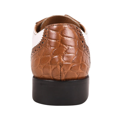Liberty Zeno Macon Leather and Suede Crocodile Printed Oxford Dress Shoes