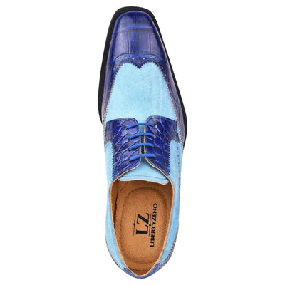 Liberty Zeno Macon Leather and Suede Crocodile Printed Oxford Dress Shoes