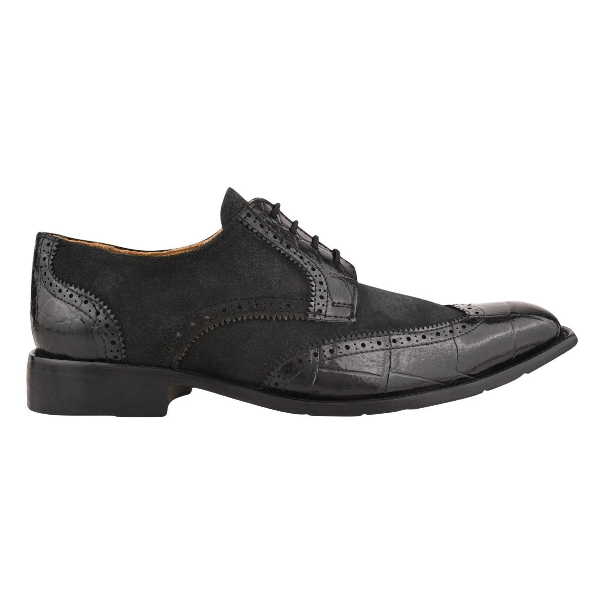 Liberty Zeno Macon Leather and Suede Crocodile Printed Oxford Dress Shoes