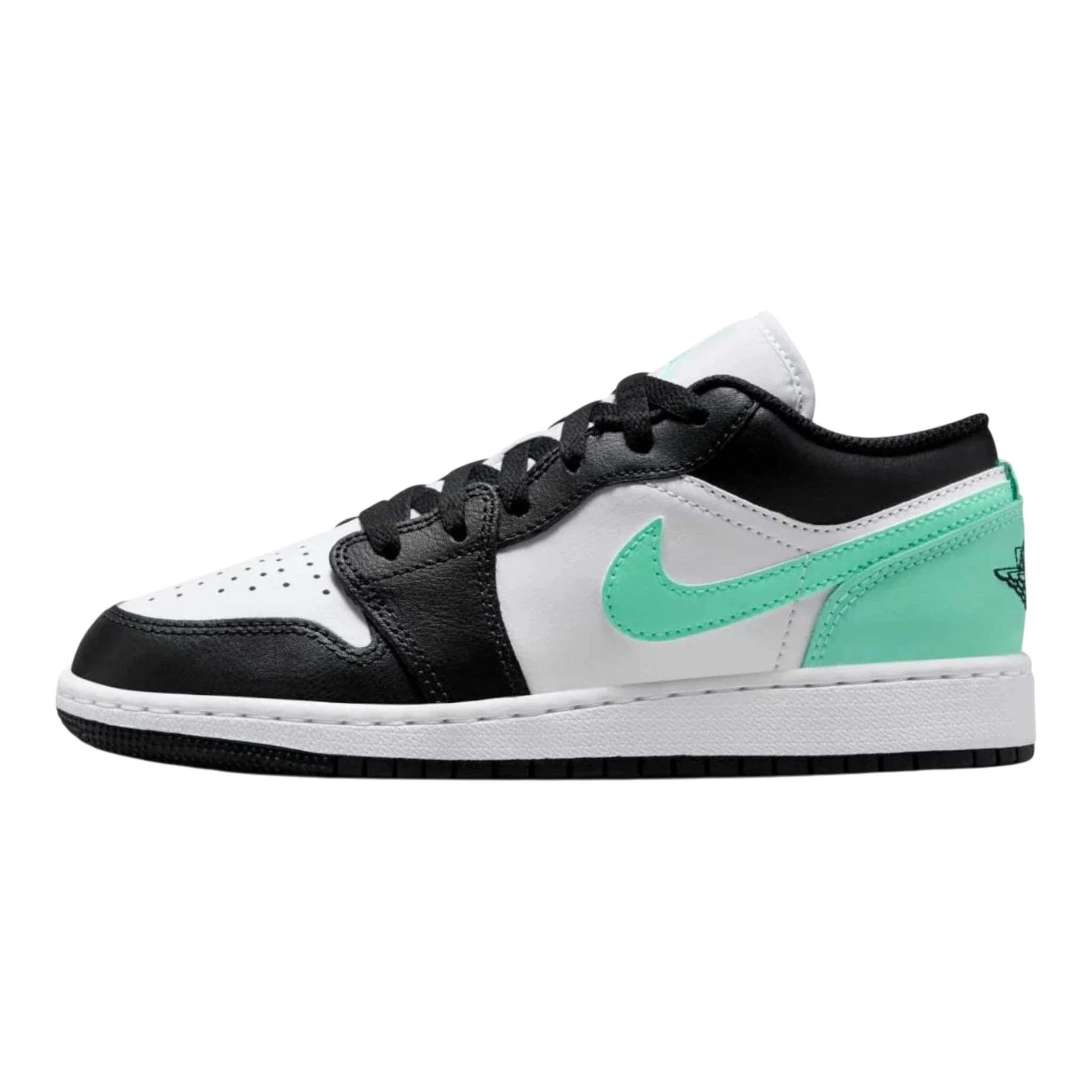 Nike Air Jordan 1 Low Big Kids' (GS) Sneakers — White/Black/Green Glow Low-Top