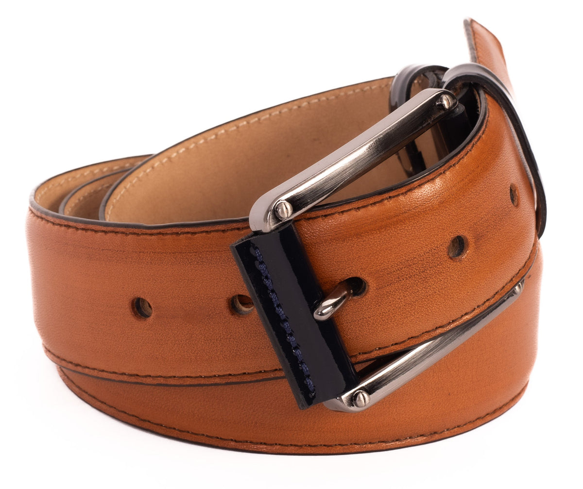 Vinci Leather The Maratea Tan & Navy Leather Belt – product view 5