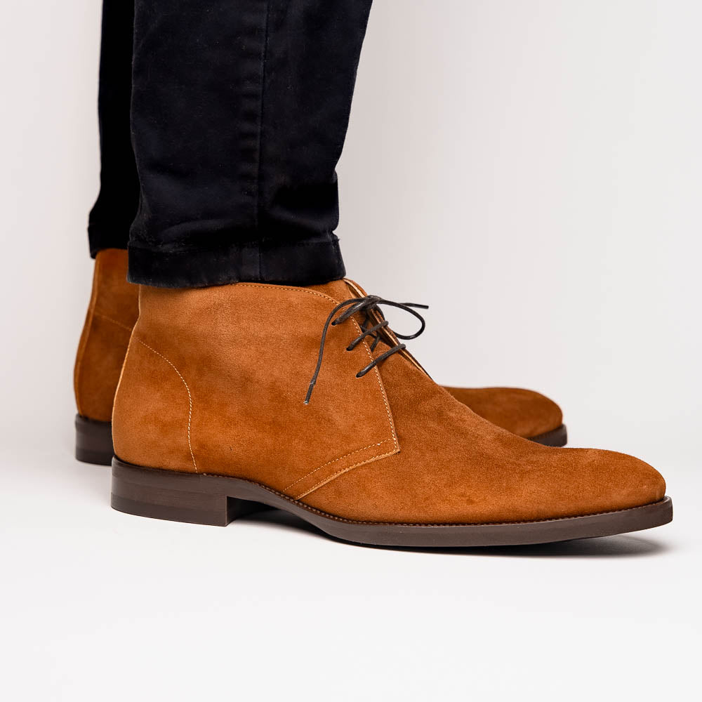 Zelli Italia Men's 46-592-TOB MARCO Suede Calfskin Chukka Boot, Tobacco