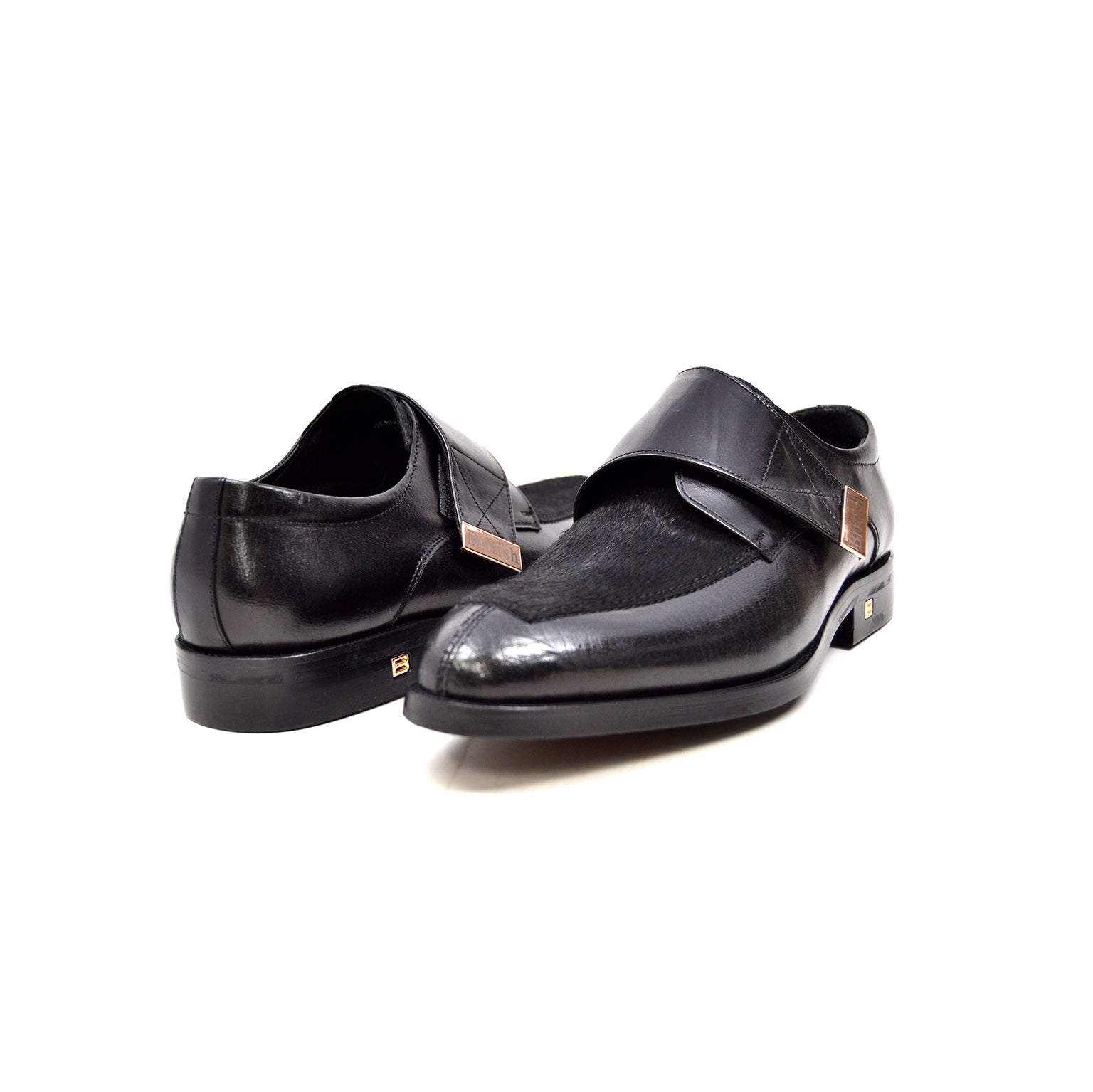 British Walkers Master Men's Black Leather and Pony Skin Strap Dress Shoes view 8
