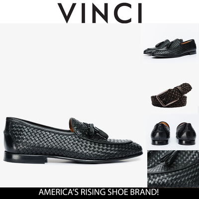 Vinci Leather The Mclean Shoe Black Leather Woven Tassel Loafer Men  Shoe – product view 5